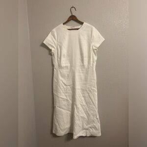 NWT Ann Taylor Shirt Sleeve Sheath Dress WHITE SIZE 14